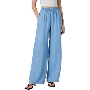 Women's High-Rise Wide-Leg Pull-On Jeans, Elastic Waist, Loose Fit Soft Denim in Saudi Arabia