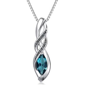 Vintage Infinity Birthstone Necklace 925 Sterling Silver 10 * 5mm Marquise Cut Birthstone Pendant Necklace with 18+2 inch Chain for Women in Kuwait