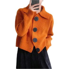 WDIRARA Women's Button Down Collared Cardigan Sweater Long Sleeve Knit Outerwear Halloween in Saudi Arabia
