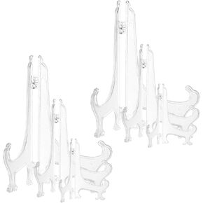 6 Pcs Small Plate Stand Plastic Easels 4/6/8 Inches Plates Display Stands Clear Display Stand Decorative Plate Holder for Picture, Photo, Frame, Small Plates, Various Cards in Kuwait