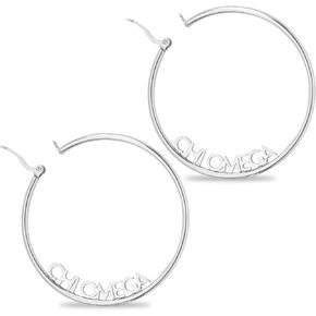 Sorority Shop Chi Omega- Hoop Silver-Plated Dainty Earrings for Women -Chi Omega Jewelry with Ideal 2" Diameter Hoops - Chi Omega Gifts in Saudi Arabia