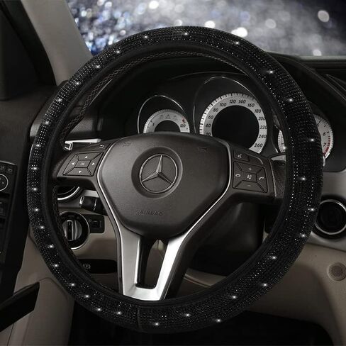 Universal 15 Inch Steering Wheel Protector for Women,Steering Wheel Cover with Bling Bling CrystalRhinestones(White) in Saudi Arabia