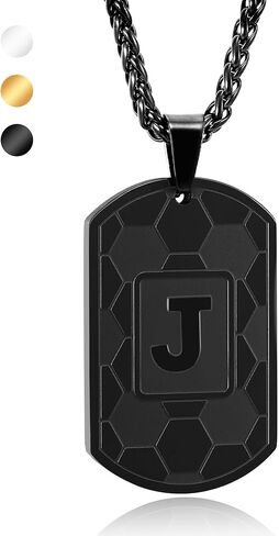 Soccer Initial Necklace for Men Boys Kids Teen Dog Tag Letter Pendant Sport Soccer Athletes Jewelry Gifts for Kids Boys Men Teens Boyfriend Husband Dad in Kuwait