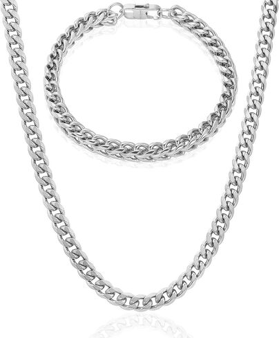 Invicta Jewelry Men's Franco Bracelet and Curb Necklace Chain Set in Saudi Arabia