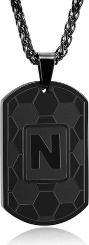 Soccer Initial Necklace for Men Boys Kids Teen Dog Tag Letter Pendant Sport Soccer Athletes Jewelry Gifts for Kids Boys Men Teens Boyfriend Husband Dad in Kuwait