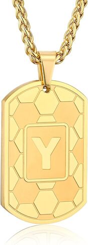 Soccer Initial Necklace for Men Boys Kids Teen Dog Tag Letter Pendant Sport Soccer Athletes Jewelry Gifts for Kids Boys Men Teens Boyfriend Husband Dad in Kuwait