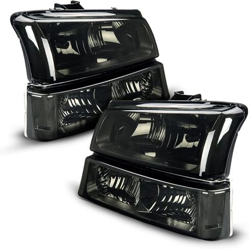 مجموعة المصابيح الأمامية Torchbeam متوافقة مع 1999-2002 Chevy Silverado 1500/2500 زوج Fornt Head Light متوافق مع 2001-2006 Tahoe OE Headlamp استبدال العنبر العاكس عدسة شفافة in Saudi Arabia