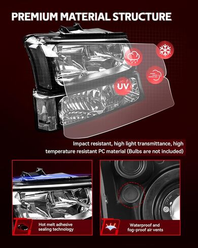 مجموعة المصابيح الأمامية Torchbeam متوافقة مع 1999-2002 Chevy Silverado 1500/2500 زوج Fornt Head Light متوافق مع 2001-2006 Tahoe OE Headlamp استبدال العنبر العاكس عدسة شفافة in Saudi Arabia