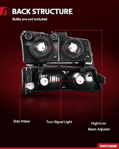 مجموعة المصابيح الأمامية Torchbeam متوافقة مع 1999-2002 Chevy Silverado 1500/2500 زوج Fornt Head Light متوافق مع 2001-2006 Tahoe OE Headlamp استبدال العنبر العاكس عدسة شفافة in Saudi Arabia