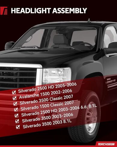 مجموعة المصابيح الأمامية Torchbeam متوافقة مع 1999-2002 Chevy Silverado 1500/2500 زوج Fornt Head Light متوافق مع 2001-2006 Tahoe OE Headlamp استبدال العنبر العاكس عدسة شفافة in Saudi Arabia