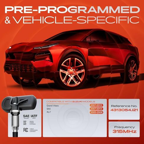 A-Premium 4PCS Pre-Programmed TPMS Sensor Tire Pressure Monitoring Sensor - Compatible with Suzuki SX4 2007-2013, Grand Vitara 2007-2013, XL-7 XL7 2005-2006 - 315MHz - Replace 4313054J21 in Saudi Arabia