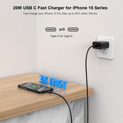 iPhone 16 Charger 10FT Fast Charging, 2 Pack PD 20W USB C Charger Fast Charging with 10FT Long USB C to C Charging Cable for iPhone 16/16 Plus/16 Pro/16 Pro Max/15/15 Plus/15 Pro/15 Pro Max in Saudi Arabia