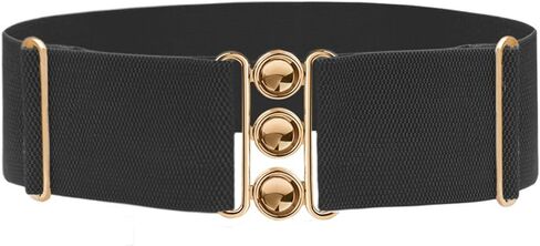 Women Adjustable Belts Wide Elastic Stretchy Belt Gold Buckle Belts for Dresses & Casual Fits waist up to 48 Inch in Kuwait