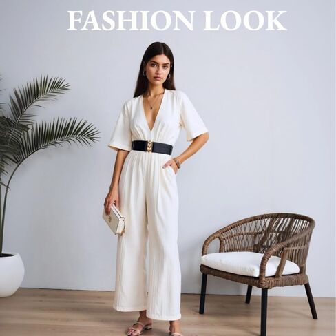 Women Adjustable Belts Wide Elastic Stretchy Belt Gold Buckle Belts for Dresses & Casual Fits waist up to 48 Inch in Kuwait