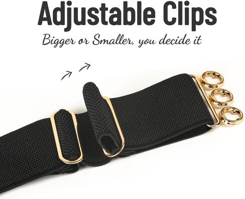 Women Adjustable Belts Wide Elastic Stretchy Belt Gold Buckle Belts for Dresses & Casual Fits waist up to 48 Inch in Kuwait