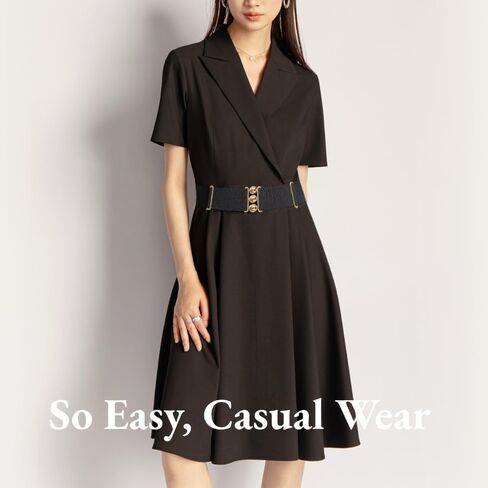 Women Adjustable Belts Wide Elastic Stretchy Belt Gold Buckle Belts for Dresses & Casual Fits waist up to 48 Inch in Kuwait