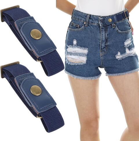 2 Pcs Buckle Free Belt Women Men, Elastic Comfortable Side Belt Bros Invisible Buckleless Belts for Women Men Jeans in Saudi Arabia