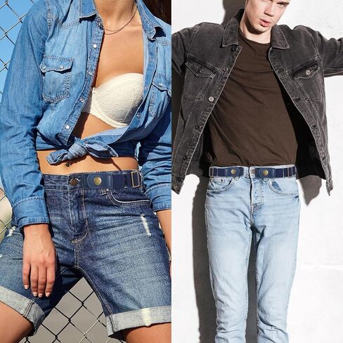 2 Pcs Buckle Free Belt Women Men, Elastic Comfortable Side Belt Bros Invisible Buckleless Belts for Women Men Jeans in Saudi Arabia