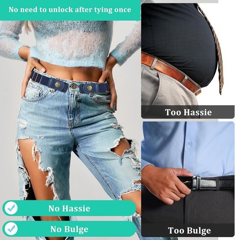 2 Pcs Buckle Free Belt Women Men, Elastic Comfortable Side Belt Bros Invisible Buckleless Belts for Women Men Jeans in Saudi Arabia