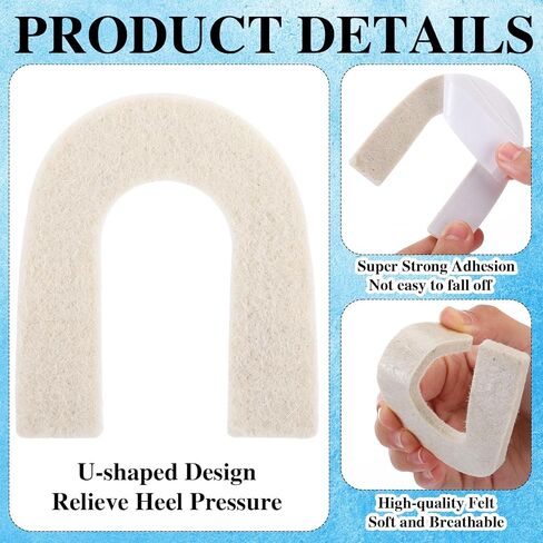 Pangda 24 Pcs Horseshoe Heel Pads for Feet Shoes Adhesive Felt Cushion Pads for Women Men Reduce Heel Spur Relief Pressure Comfort Wear Universal One Size Fits All, 1/4 Inch Thick in Saudi Arabia