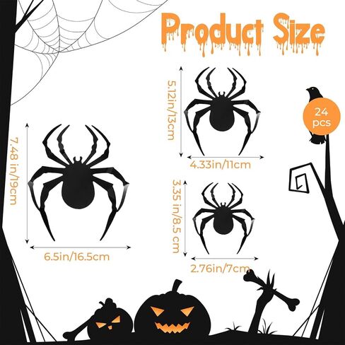 Bats Halloween Decorations, 204 Pcs Realistic 3D Spiders & Bats Halloween Decor Indoor Outdoor Party Supplies Black Scary Spider Bat Stickers for DIY Window Wall Decals DIY Home Decor in Saudi Arabia