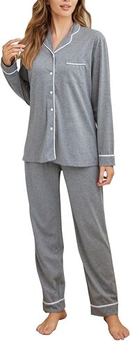 Tugege Pajamas Set Long Sleeve Sleepwear Womens Button Down Nightwear Pj Sets in Kuwait