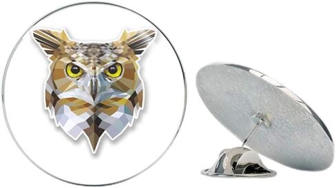 Abstract Owl Round Metal 0.75" Lapel Pin Hat Shirt Pin Tie Tack Pinback in Saudi Arabia