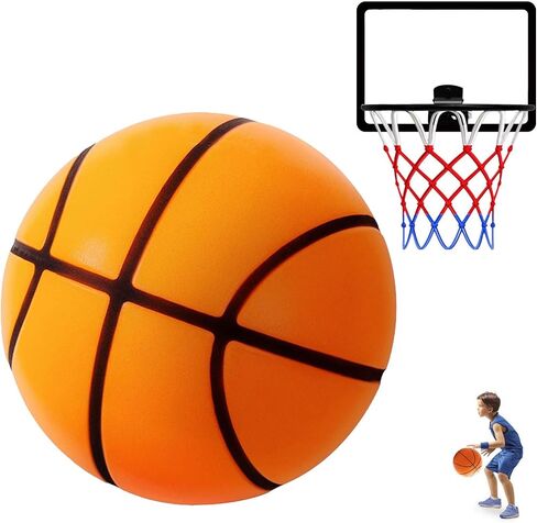 Silent Basketball with Indoor Basketball Hoop, Size 7 Silent Basketball Dribbling Indoor, Soundless Basketball, New 3D Grooveed Airless Foam Basketball for Quiet Dribbling and Indoor Training in Saudi Arabia