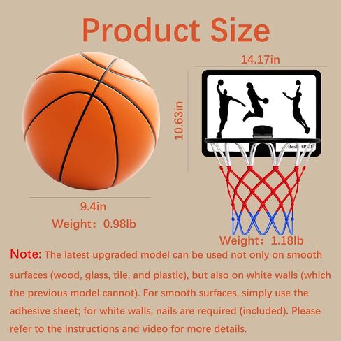 Silent Basketball with Indoor Basketball Hoop, Size 7 Silent Basketball Dribbling Indoor, Soundless Basketball, New 3D Grooveed Airless Foam Basketball for Quiet Dribbling and Indoor Training in Saudi Arabia