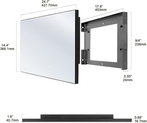 Soulaca 27 inches Full Touchscreen Vanishing Mirror LED TV Turns Mirror Waterproof Bathtub Shower Television ATSC DTV for Kitchen Bathroom SPA Hotel in Kuwait