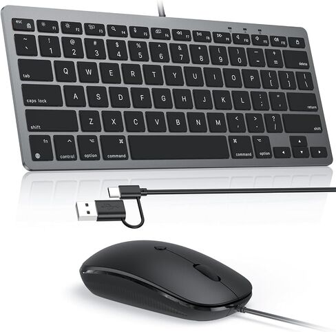 OMOTON Wired Keyboard and Mouse Compatible with Mac, with Dual Interface (Type-C and USB) Keyboard Compatible with MacBook Pro/Air, iMac, Mac mini/Pro Laptop in Kuwait