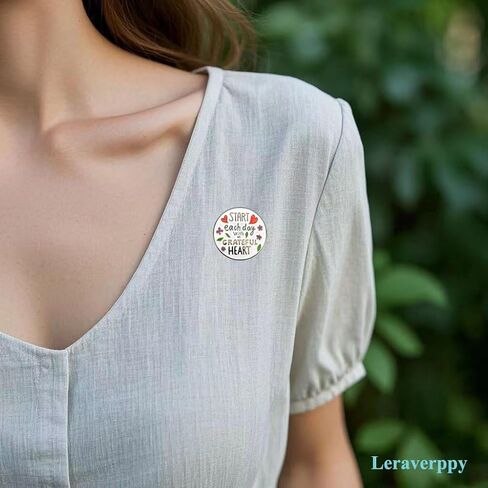 Enamel Pin,Start Each Day With A Grateful Heart Lapel Pin,Inspirational Button Badge,Gift For Teen Student Worker Friends Family Teacher,DIY Decor,Denim Jacket Canvas Bag Backpack Accessory in Saudi Arabia