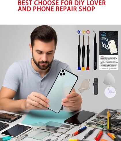 Back Glass Replacement for iPhone 13 with Repir Tools, Big Hole Rear Back Cover Glass Replacement All Carriers with Pre-Installed Adhesive and Repairing Tool Kits (Blue) in Kuwait