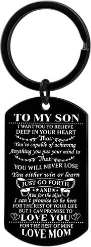 Son Keychain Believe In Yourself Son Inspirational Gifts from Dad Mom Son Gifts For Birthday Graduation Christmas (Mom To Son Keychain) in Saudi Arabia
