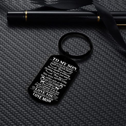 Son Keychain Believe In Yourself Son Inspirational Gifts from Dad Mom Son Gifts For Birthday Graduation Christmas (Mom To Son Keychain) in Saudi Arabia