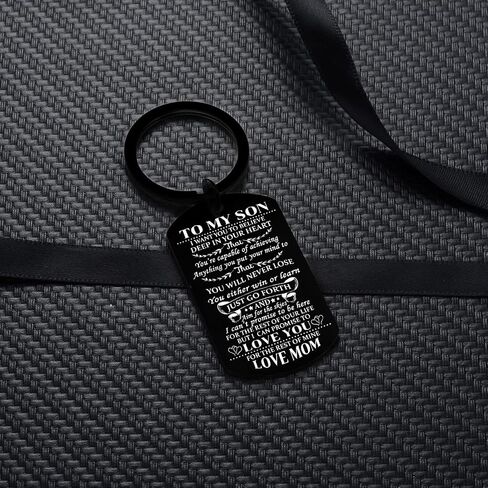 Son Keychain Believe In Yourself Son Inspirational Gifts from Dad Mom Son Gifts For Birthday Graduation Christmas (Mom To Son Keychain) in Saudi Arabia
