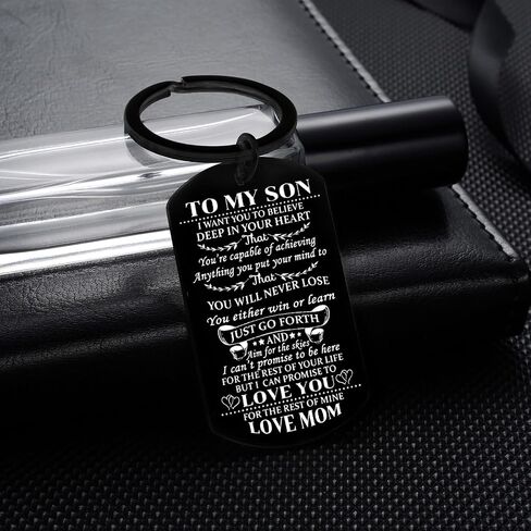 Son Keychain Believe In Yourself Son Inspirational Gifts from Dad Mom Son Gifts For Birthday Graduation Christmas (Mom To Son Keychain) in Saudi Arabia