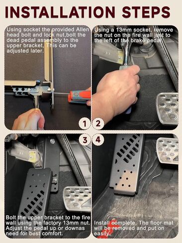 دواسة ميتة لسيارة جيب رانجلر JL - دواسة قدم ميتة جانبية للسائق، دواسة معدنية ميتة متوافقة مع جيب رانجلر JL/جلاديتور JT 2018 2019 2020 2021 2022 2023 2024 (باستثناء 4xe) in Kuwait