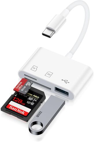 SD Memory Card Reader USB C for iPhone 16 Pro Max/16e/16Pro/16/15 Pro Max/15, Type C Camera Adapter Trail Viewer USB 3.0 High Speed to Memory Card Reader Adapter for Android Samsung, iPad Pro, Macbook in Saudi Arabia