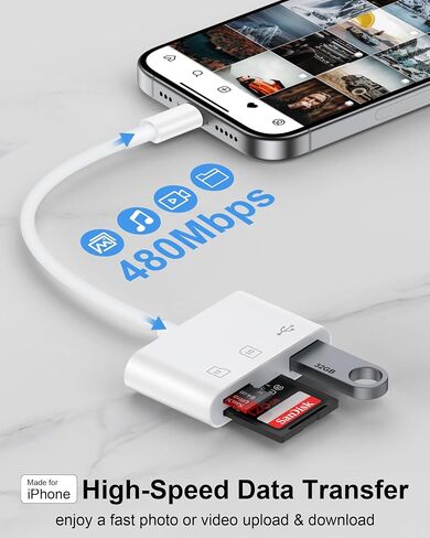 SD Memory Card Reader USB C for iPhone 16 Pro Max/16e/16Pro/16/15 Pro Max/15, Type C Camera Adapter Trail Viewer USB 3.0 High Speed to Memory Card Reader Adapter for Android Samsung, iPad Pro, Macbook in Saudi Arabia