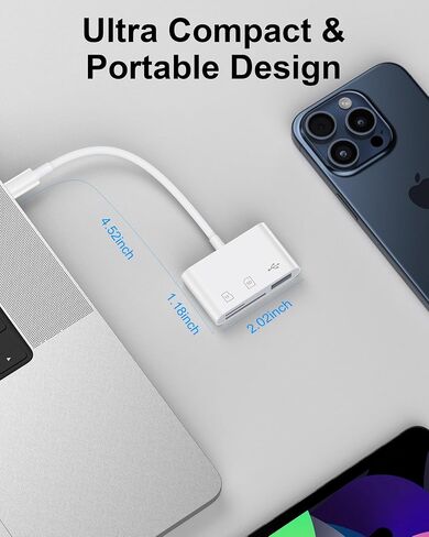 SD Memory Card Reader USB C for iPhone 16 Pro Max/16e/16Pro/16/15 Pro Max/15, Type C Camera Adapter Trail Viewer USB 3.0 High Speed to Memory Card Reader Adapter for Android Samsung, iPad Pro, Macbook in Saudi Arabia