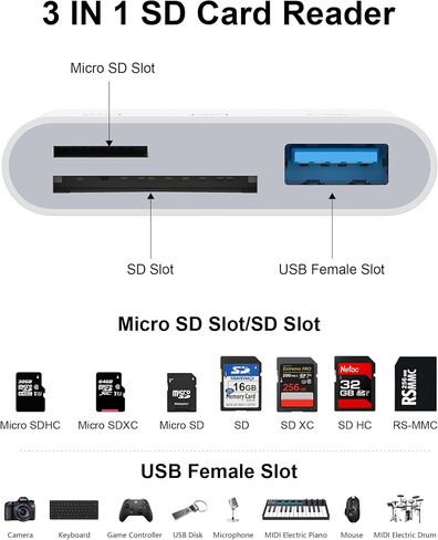 SD Memory Card Reader USB C for iPhone 16 Pro Max/16e/16Pro/16/15 Pro Max/15, Type C Camera Adapter Trail Viewer USB 3.0 High Speed to Memory Card Reader Adapter for Android Samsung, iPad Pro, Macbook in Saudi Arabia