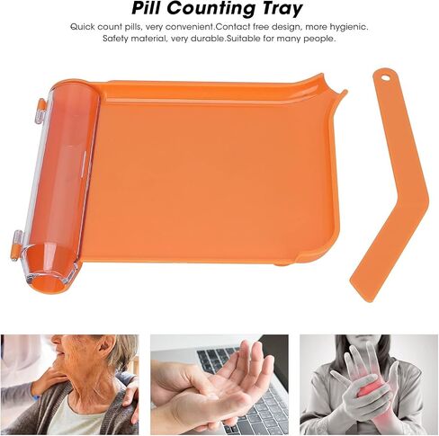 Counting Tray, Counter with Spatula Counting Tray Orange Non Clean Pills Dispenser Tray with Spatula Transparent Lid Vitamin C E Counter Tablet Count in Saudi Arabia