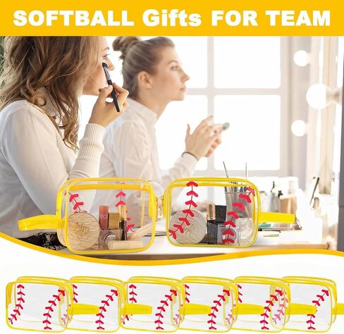 16PCS Softball Cosmetic Bag - Softball Gift Accessories Bags Goodie Snack Makeup Bag，Waterproof Softball Clear PVC Travel Bag,Toiletry Zipper Pouch Organizer,Softball Team Gifts for Girls Team Player in Kuwait
