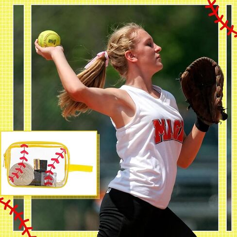 16PCS Softball Cosmetic Bag - Softball Gift Accessories Bags Goodie Snack Makeup Bag，Waterproof Softball Clear PVC Travel Bag,Toiletry Zipper Pouch Organizer,Softball Team Gifts for Girls Team Player in Kuwait