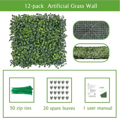 Grass Wall Panels,10" X 10" 12Pcs UV-Anti Boxwood Panels,No Fade Artificial Grass Wall Greenery Backdrop for Indoor Outdoor Privacy,Birthday Wedding Party Decor,Green Wall Decor(8.33 SQFT) in Saudi Arabia