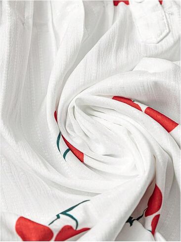 MakeMeChic Women's Plus Size Cherry Blouses Notch V Neck Lantern Sleeve Going Out Tops in Saudi Arabia
