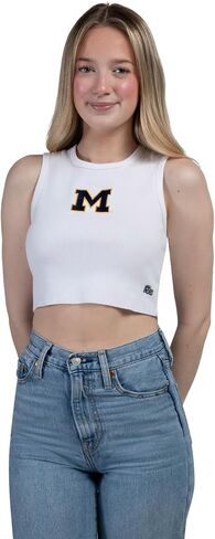 Hype & Vice Cut-Off Tank for Women (Small) - University of Michigan Top for Women, Cropped Fit Tank Top, College Shirts for Game Days - Navy in Kuwait
