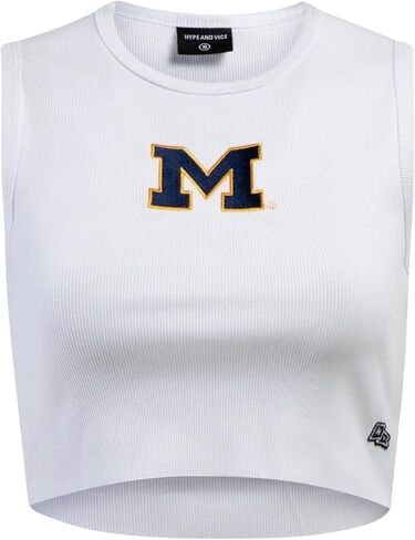 Hype & Vice Cut-Off Tank for Women (Small) - University of Michigan Top for Women, Cropped Fit Tank Top, College Shirts for Game Days - Navy in Kuwait