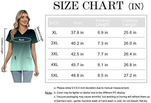 Womens Short Sleeve Scrub Tops V Neck Printed Nurse Shirts Soft Knit Scrubs Shirts Workwear with 3 Pockets in Saudi Arabia